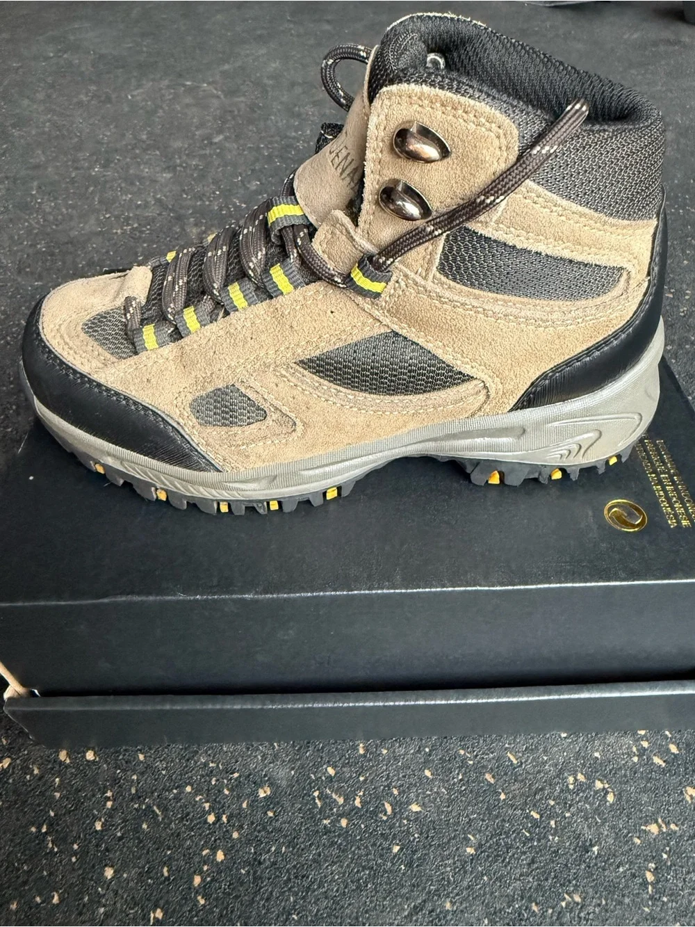 Denali Youth kids -Tan and Black Hiking Boot - Durable Outdoor Trail Shoe